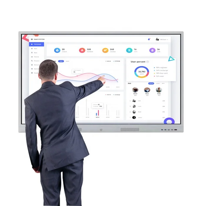 65'' Smart Multi Touch LCD Digital Screen Interactive Whiteboard with Dual System for Meeting Room