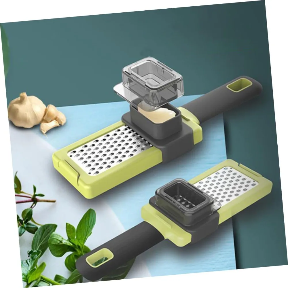 Manual Garlic Ginger Grater with Hand‑Protect Push Box Stainless Steel Blade Anti‑cut Hand Grinder for Garlic Ginger Onion Puree