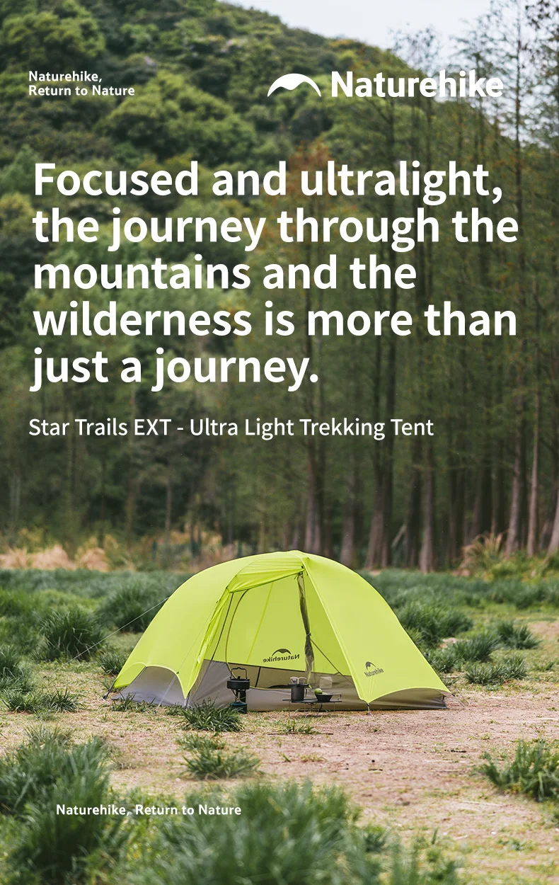 Naturehike Star Trail EXT Hiking Tent 1 2 Person Tent 10D Nylon Ultralight Camping Backpacking Trekking Waterproof Shelter Tent