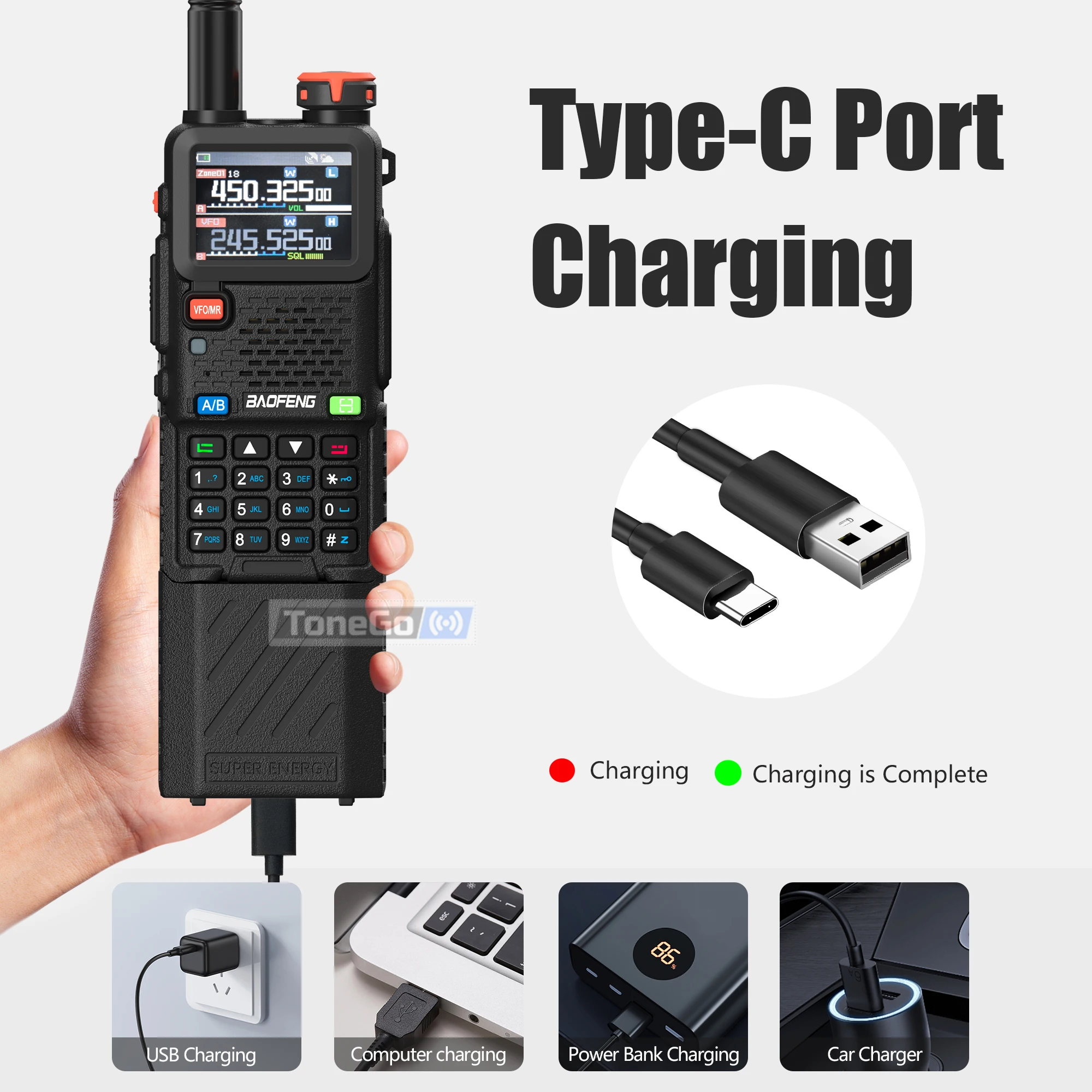 Baofeng UV-5RH Pro نظام تحديد المواقع لاسلكي تخاطب بلوتوث برمجة راديو قدرة عالية USB-C شحن طويل المدى AM FM هام راديو اتجاهين