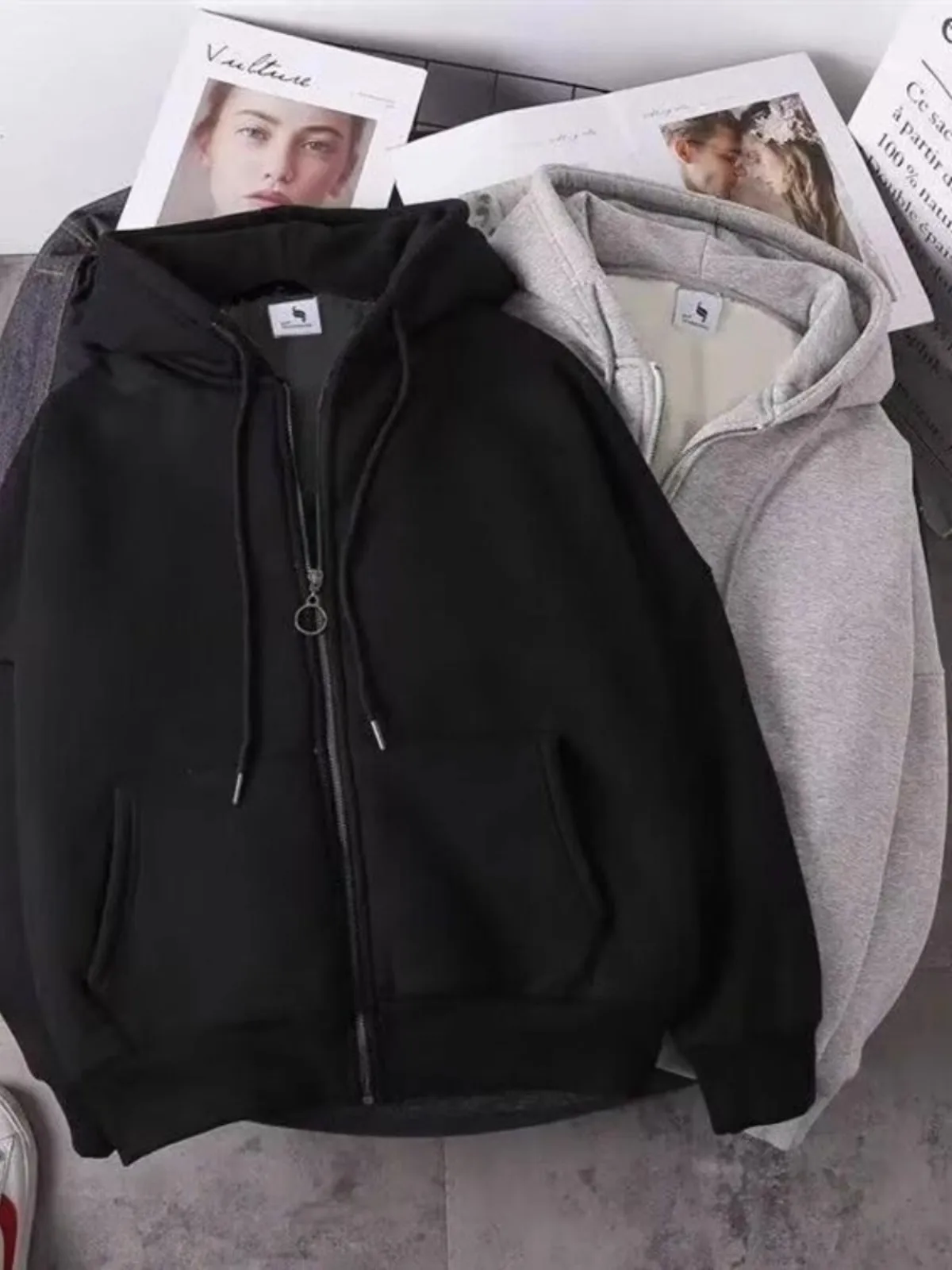 سترة بغطاء للرأس ثقيلة أمريكية مانعة للتسرب للرجال للخريف والشتاء ماركة أزياء مبطنة بالصوف سميكة مقاومة للاهتراء... #4