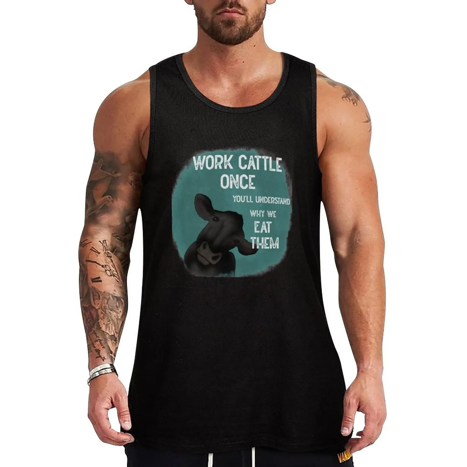 

Work cows Tank Top sports suits male top Top