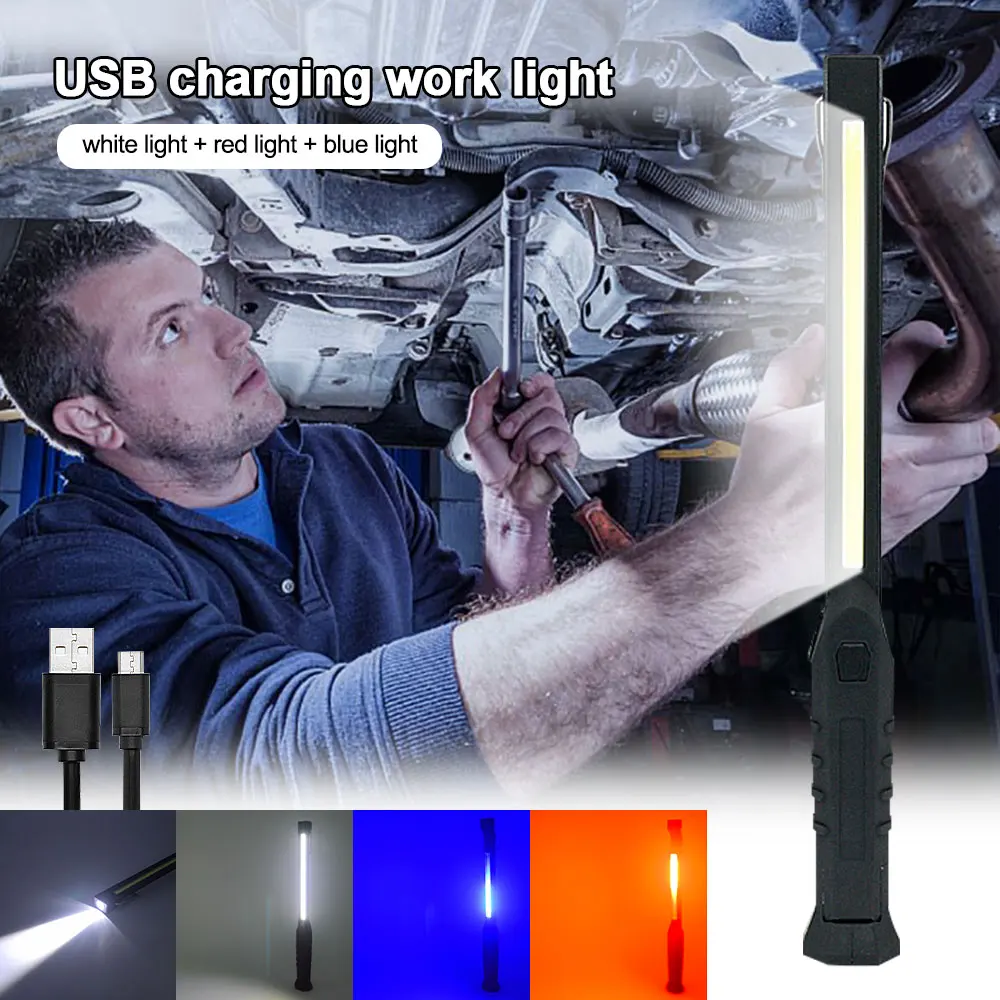 1/4PCS Rechargeable COB LED Work Light Cordless Emergency Magnetic Inspection Light Flashlight Workshop Camping Outdoor Lighting