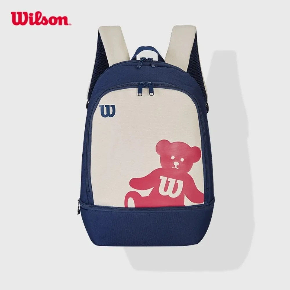 Wilson Tennis Bag Little Bear Tennis Racquet Bag Storage Bag Backpack Printed Backpack can accommodate 1-2 rackets