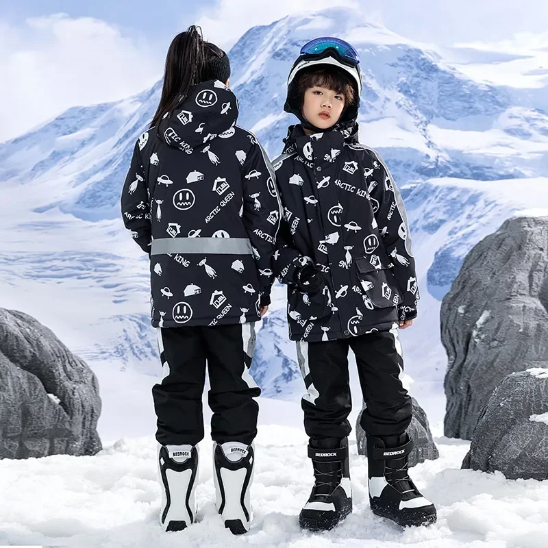 New Winter Children Windproof Ski Jackets Pants Boy Girl Kids Skiing Snowsuit Waterproof Outdoor Sports Warm Jacket Clothes Teen