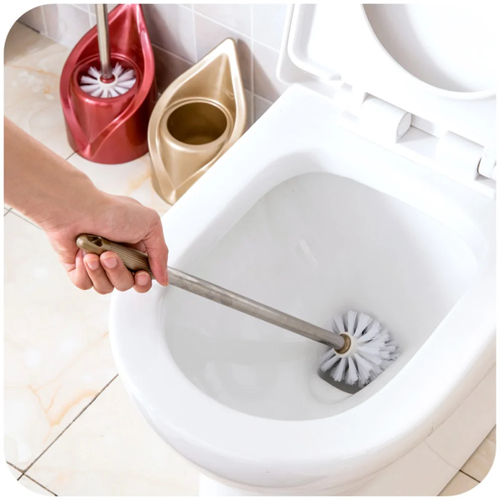 Long Handle Toilet Brush Scrubber Cleaner Bathroom Plunger Cleaning Tools for Storage Stainless Steel Holder