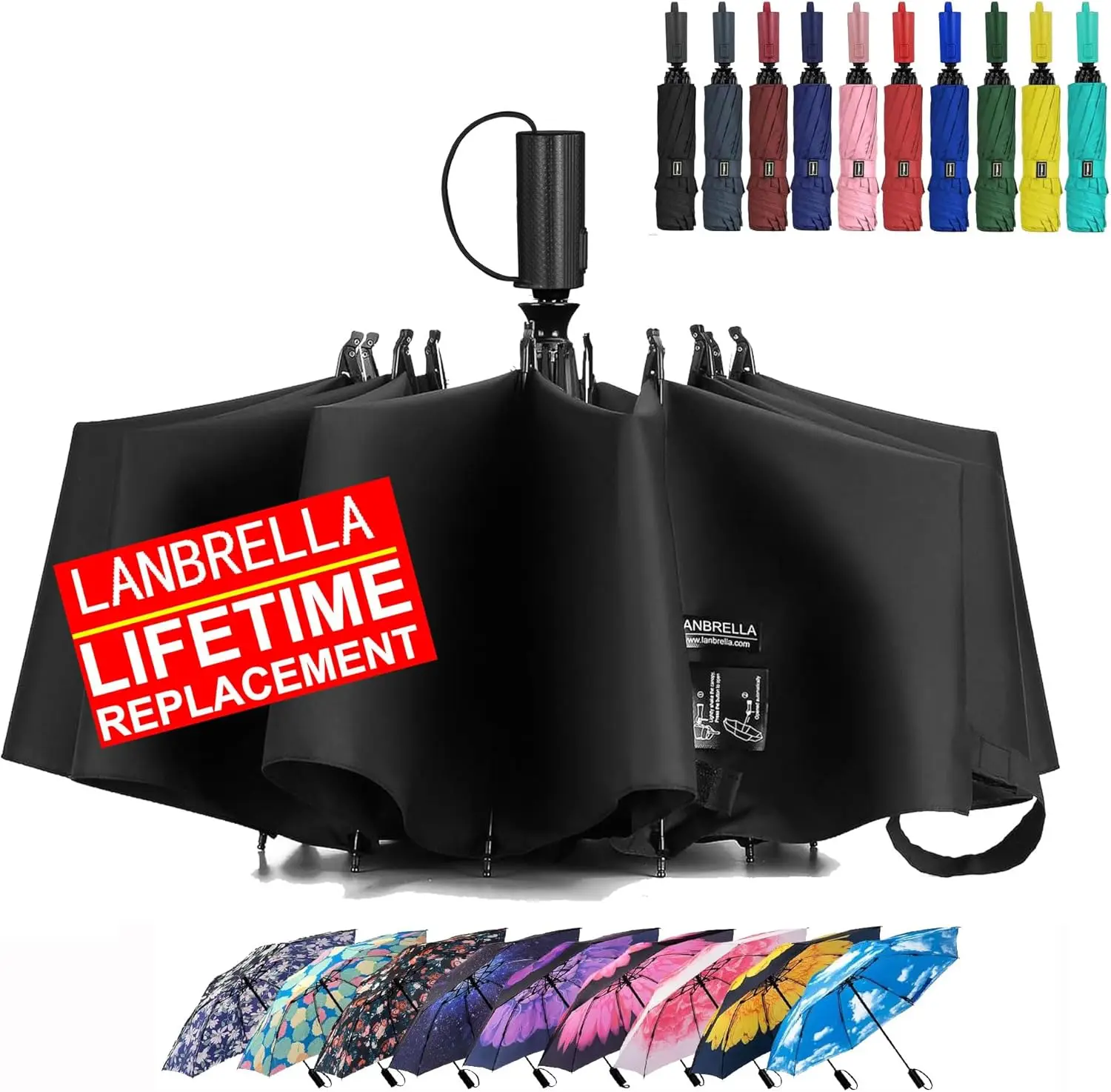 

Compact Reverse Folding Umbrella - Auto Windproof Travel Umbrella