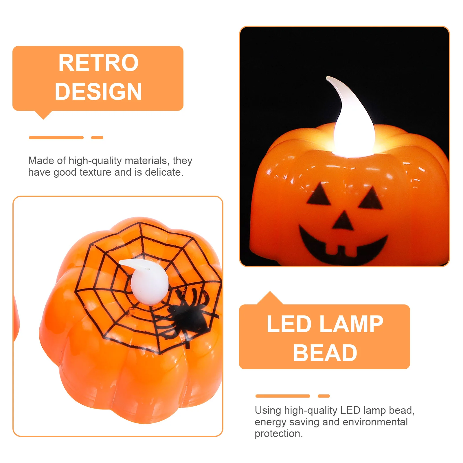 8 pçs abóbora lanterna lâmpada mini luz noturna led halloween teia de aranha luzes brilhantes desktop