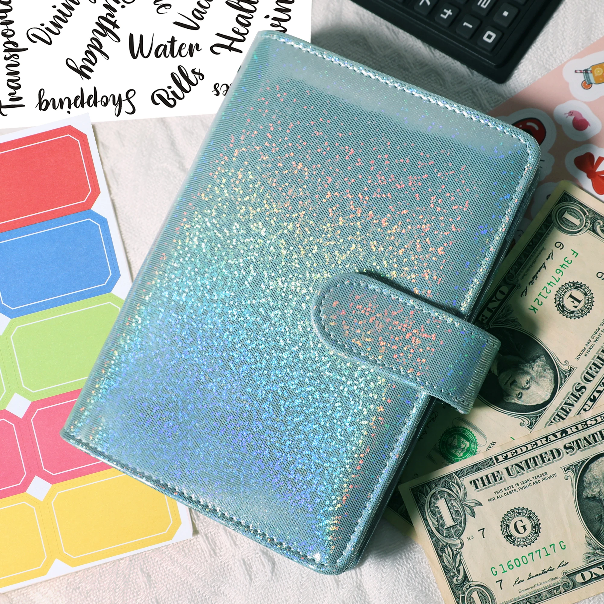 2025 nuevo brillo PU cuero DIY carpeta cuaderno cubierta diario Agenda planificador cubierta de papel papelería escolar