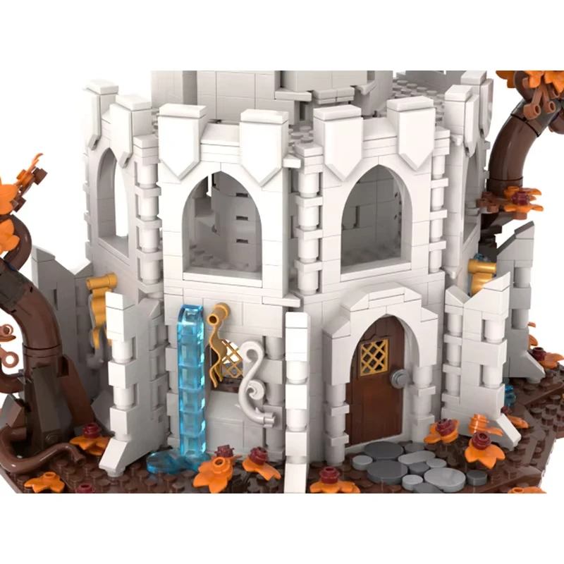 1470 piezas MOC arquitectura medieval torre de mago blanco modelo DIY montaje juguetes de bloques de construcción regalo de cumpleaños para niños