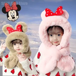 Disney Mickey Minnie Mouse New Scarf Hat Double Fleece Warmth Boy Girl Child Baby Hat Kawaii Autumn Winter Cute Children Cartoon