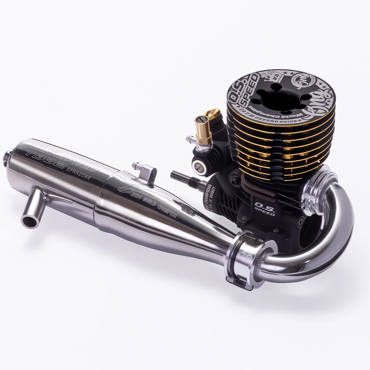 OS Engines Speed B2105 ONGARO V3 World Champion 21 Nitro Engine Kit With 1EK02 Exhaust Pipe For 1/8 Off Road RC Buggy Racing Car