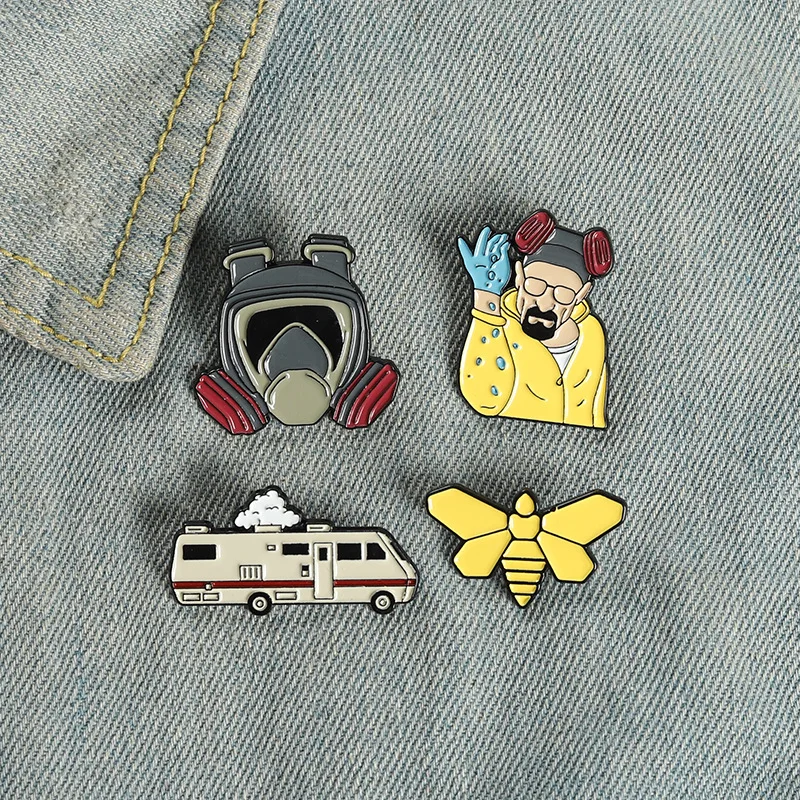 Breaking Bad Enamel Pins Gentleman Killer Pins Creative Cartoon Bus Style Brooch For Denim Clothes BR BA Pins For Movie Fans