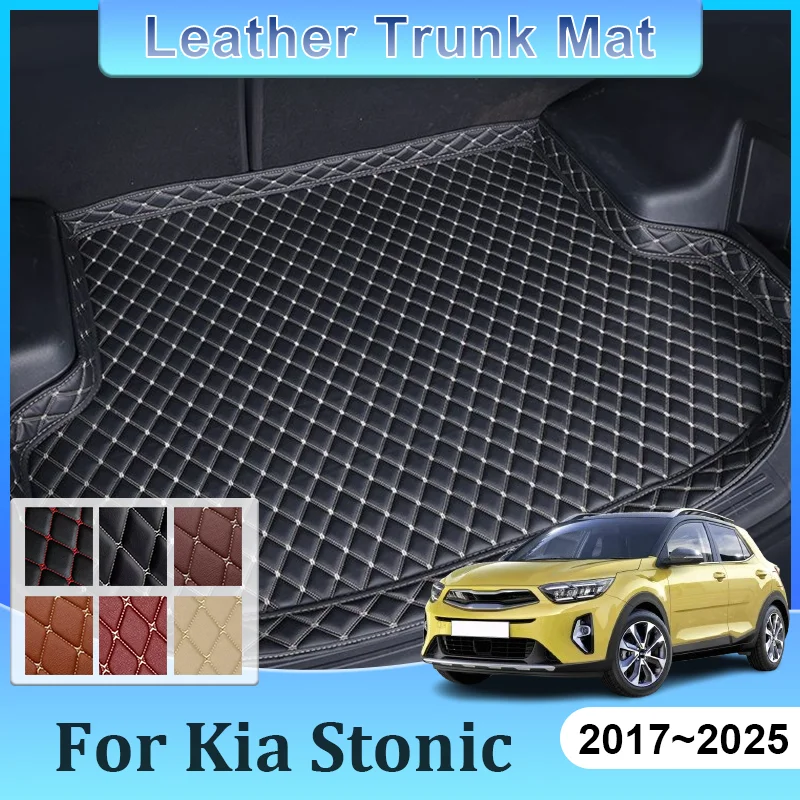 Car Leather Floor Cargo Mats For Kia Stonic KX1 YB CUV 2017~2025 2020 Wear-resistant Anti-dirty Protective Pad Auto Accessories