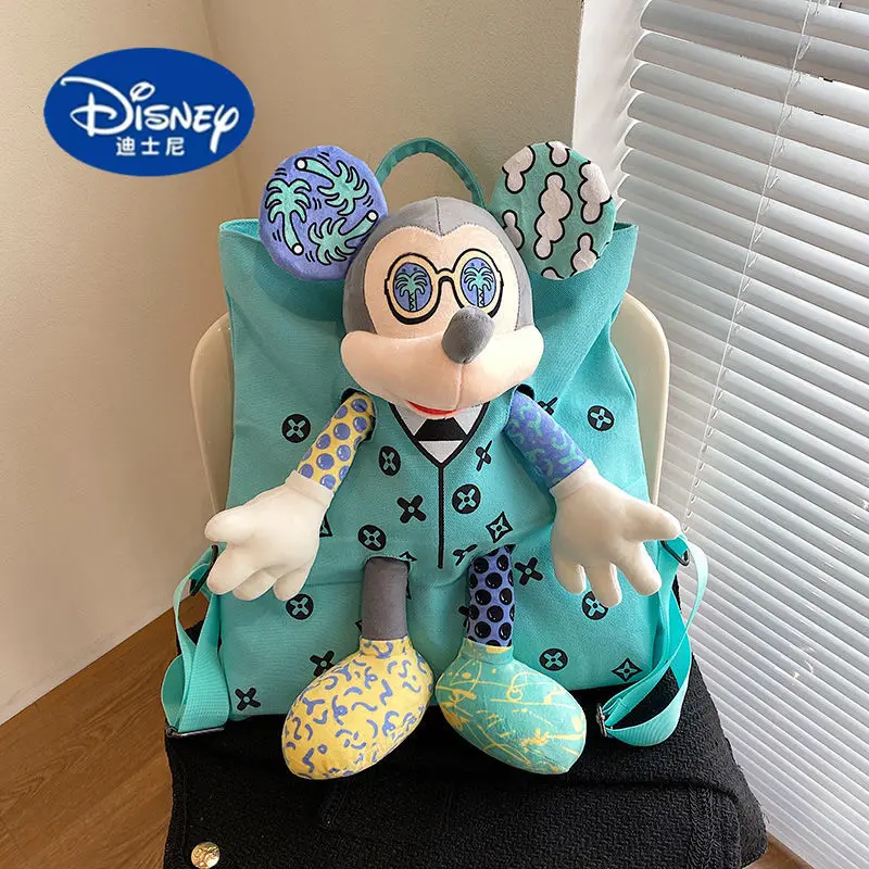 حقيبة ظهر ديزني ميكي ماوس من القماش 2025 |   حقيبة كتب لطيفة لمدرسة الكلية، حقيبة نهارية عصرية للنساء