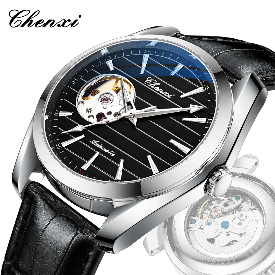 CHENXI 8806 New Leather Hollow Out Automatic Men's Luminous