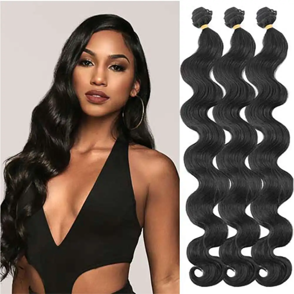 

Body Wave Ponytail Hair Bundles 26 Inch Soft Long Synthetic Hair Weave Ombre Black Brown 613 Blonde 100g Hair Extensions lihui