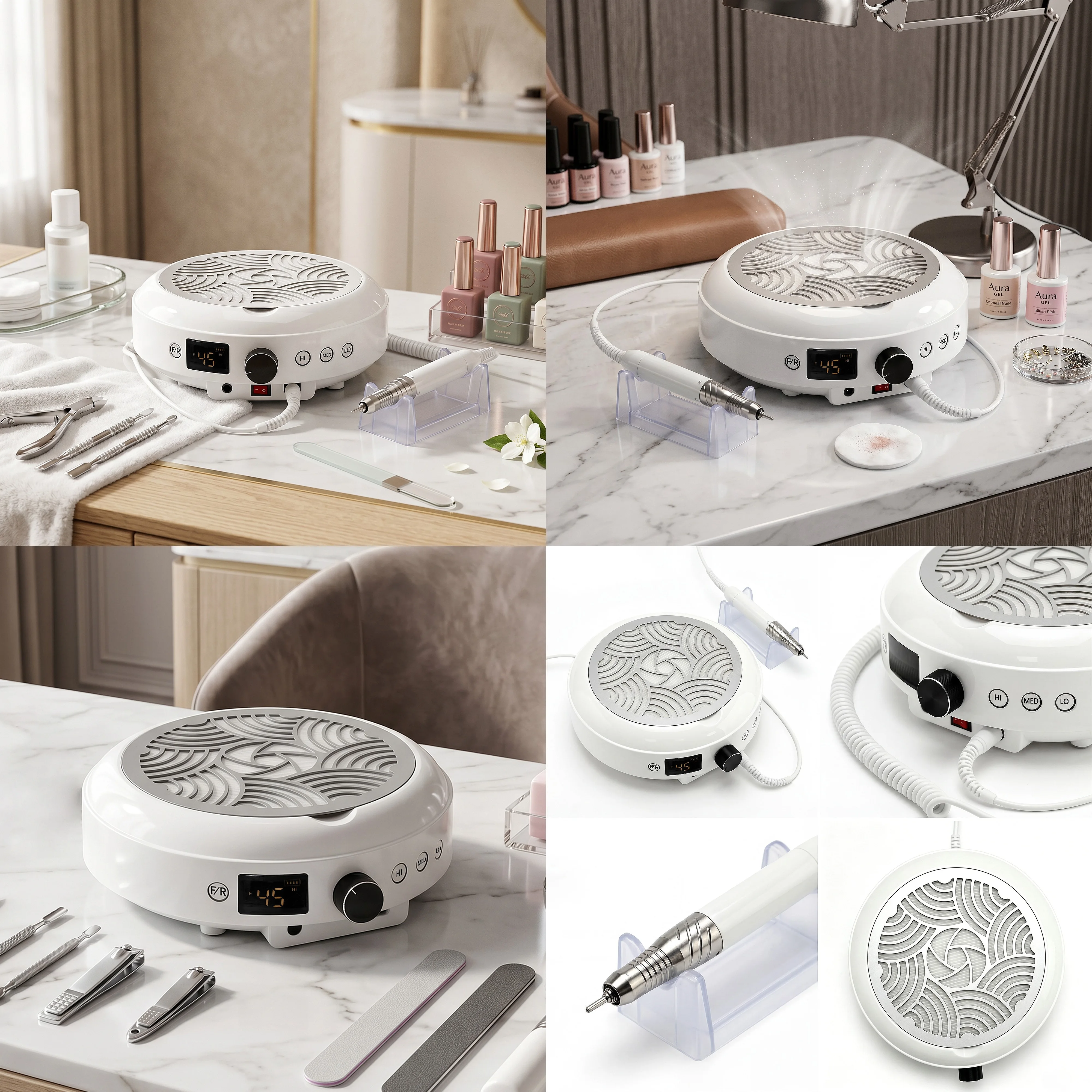 Rechargeable 2-in-1 Nail Dust Collector Strong Power Suction High Torque 45,000 RPM 85W Powerful Brushless Nail Drill Machine