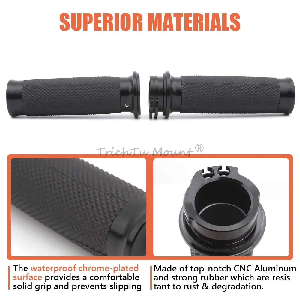 Motorcycle Accessories 1 Pair 1" 25MM Handlebar Grips Chrome Black For Harley Davidson All models 1970-Up Honda Yamaha Suzuki