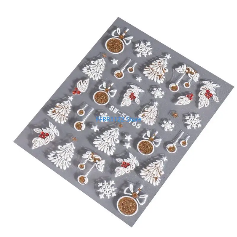 Y1uf Snowman Nails Decals Christmas Nails Art Adesions Snowflakes Adesivi Natale