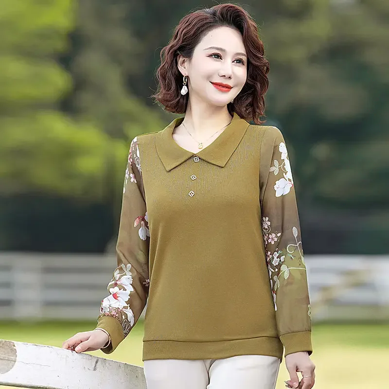 

Shirt Fashion Fogn Long -sleeved Top New Women's Lapel T -shirt Bottoming Small