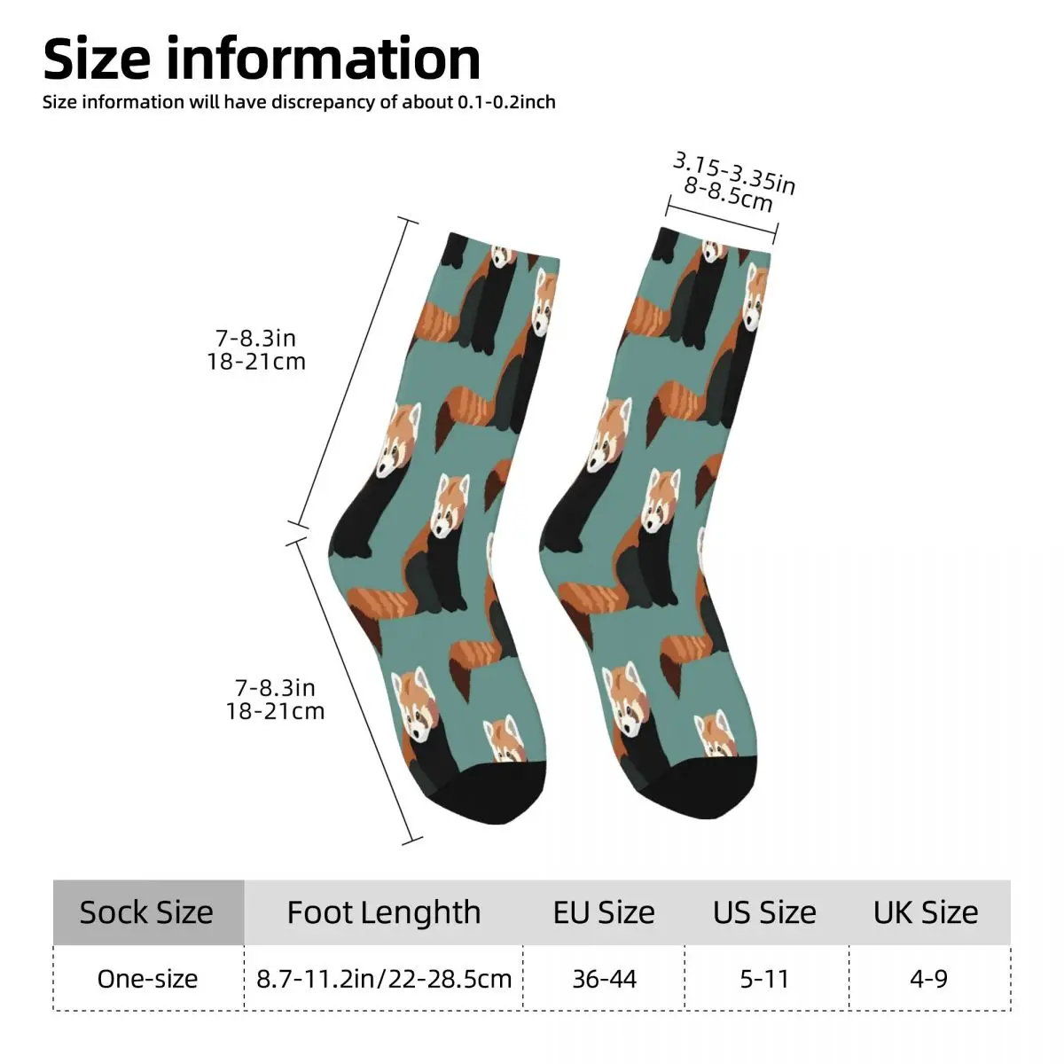 Red Pandas Are Staring Red Cute Panda Sock Printed Man Polyester