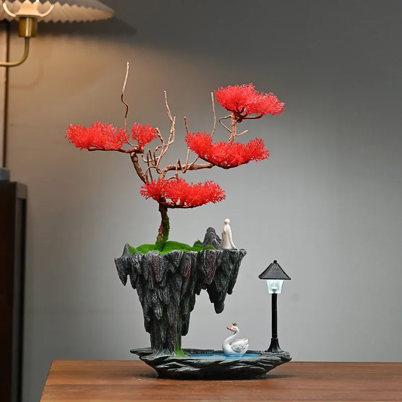 Sky City Simulation Green Plant Welcome Pine Bonsai Decoration Living Room Wine Cabinet Decoration Zen Desk Decoration