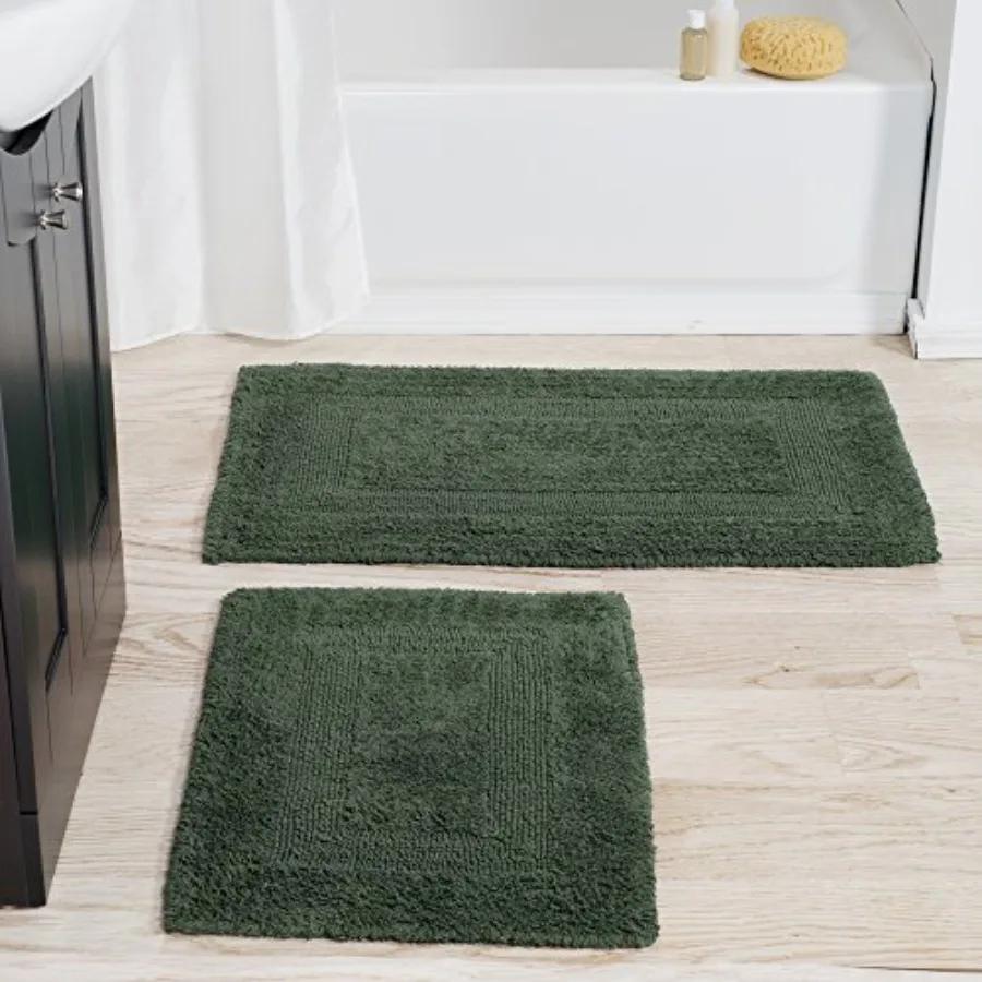 

Bathroom Rugs - 2-Piece Cotton Bathroom Mat Set - Machine Washable Bath Mats for Bathroom Kitchen or Laundry Room by Lavish Hom