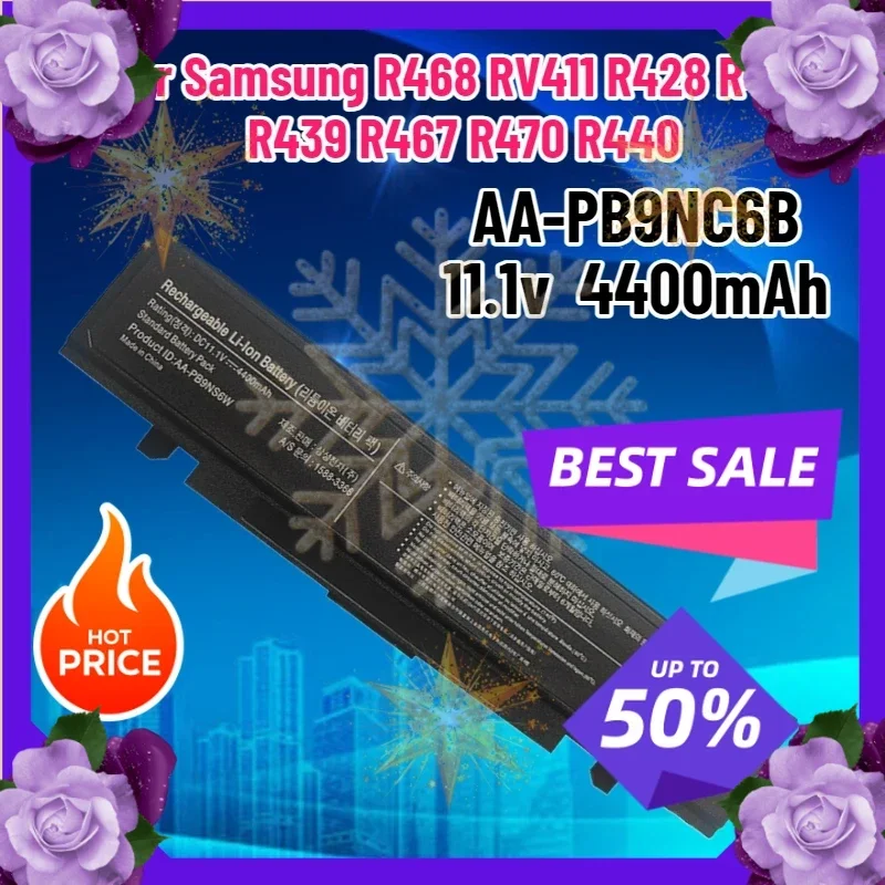 SWZY 4400mAh 11.1V AA-PB9NC6B Laptop Battery For Samsung R468 RV411 R428 R429 R439 R467 R470 R440
