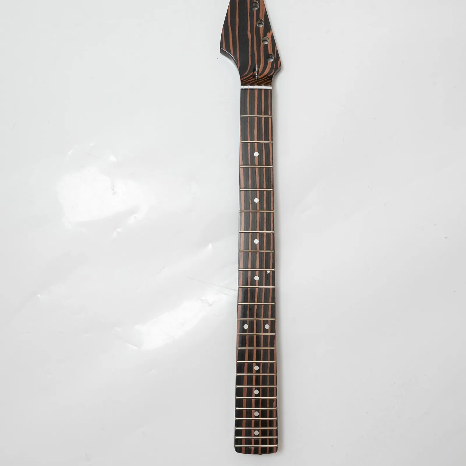 Premium Reverse Zebrawood Electric Guitar Neck 22 Medium Jumbo Frets 25.5 Inch Scale Modern C Profile Gloss Finished