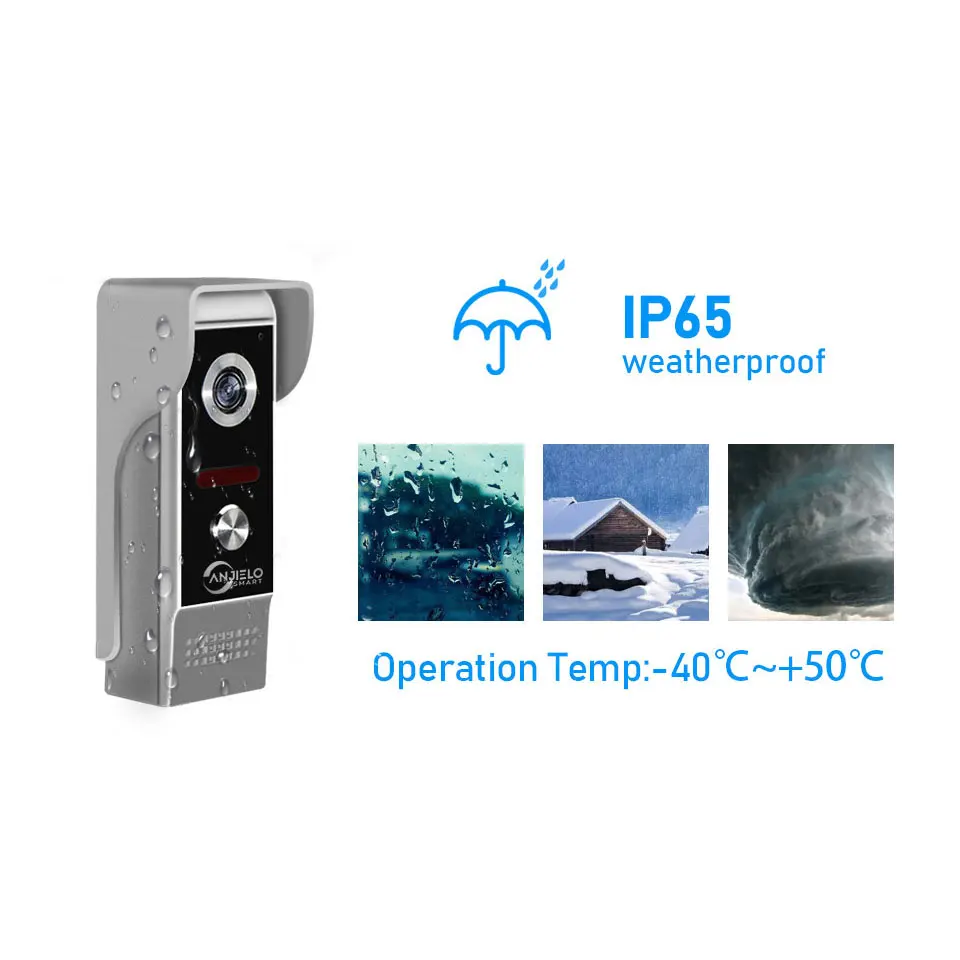 Anjielosmart 1.0MP Visible Doorbell Metal Outdoor Unit With Rain Cover and Night Vision Function IP65 Protection Level