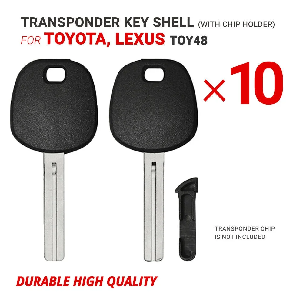 10X Transponder Key Shell Case for Lexus, For Toyota With Blade TOY48 With Chip Hold