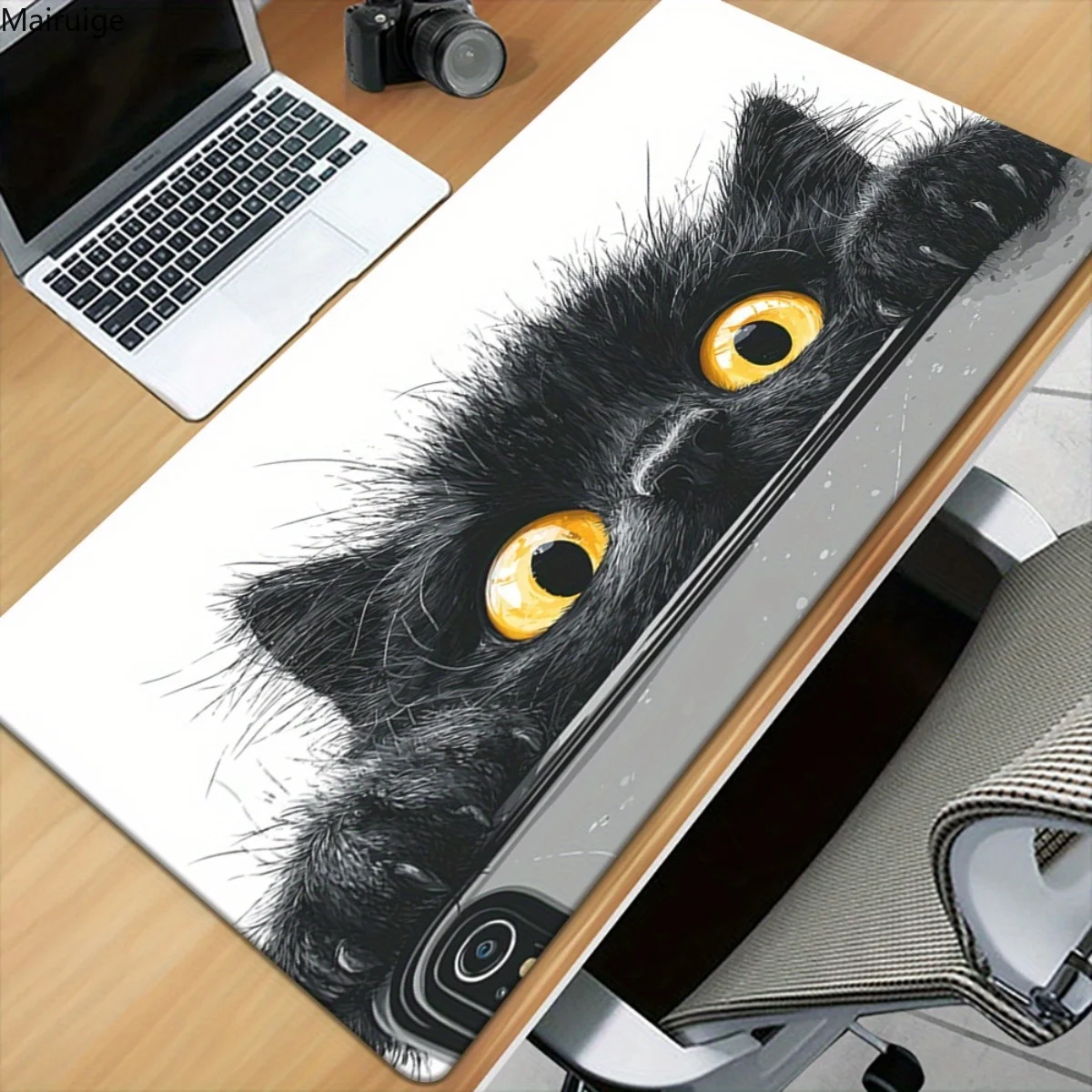 

A lovely black cat Mouse Pad Large Gaming Computer Keyboard Pad Offices Accessories Rubber Non-Slip Stitched Edge Desk Pad