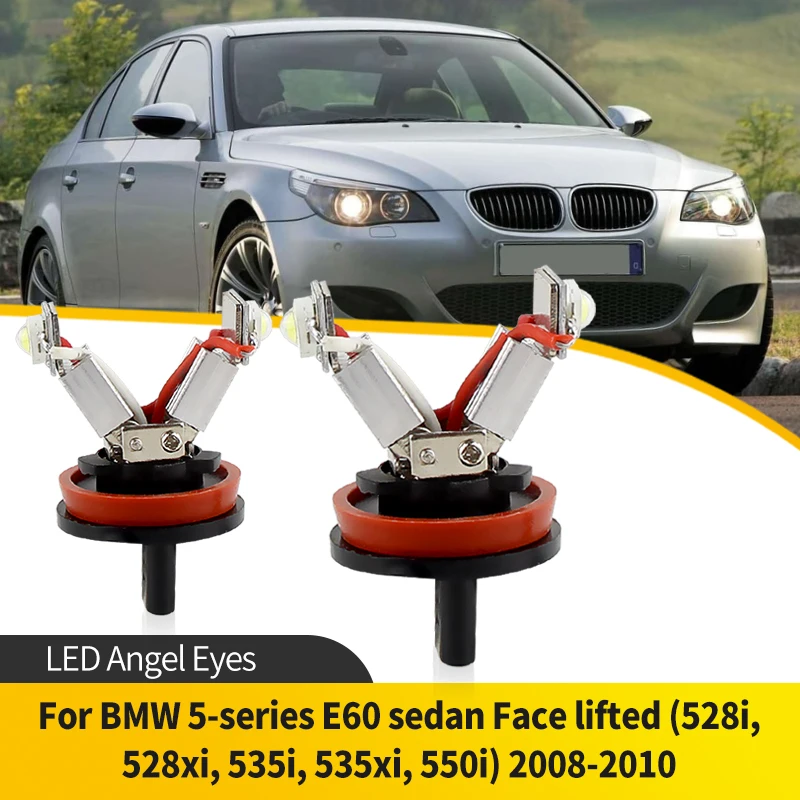 

2PCS LED Angel Eye Halo Ring Marker Side Light For BMW 5-series E60 sedan Face lifted (528i, 528xi, 535i, 535xi, 550i) 2008-2010