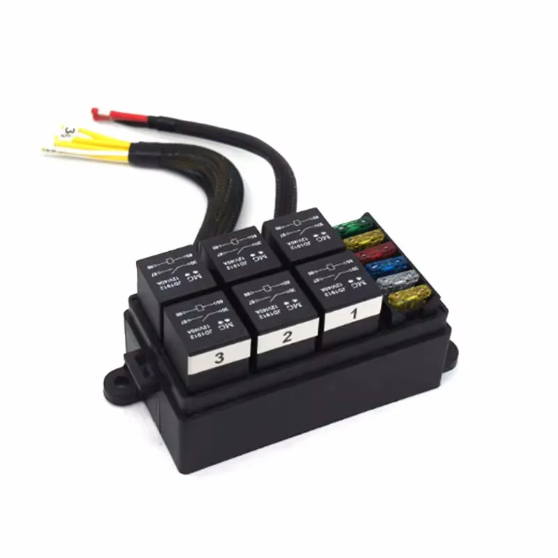 6Way Auto Off-Road Vehicle Spotlights Strip Lights Modified Large Current 12V24V40A80A Multi-Way Control Fuse Box