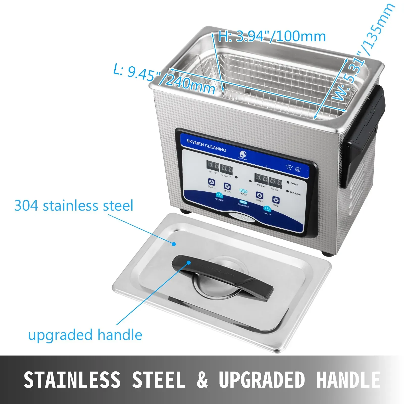 VEVOR 3L  6L 10L 15L 20L 22L 30L Ultrasonic Cleaner W/ Degassing Function Portable Washing Machine Sonic Home Appliance