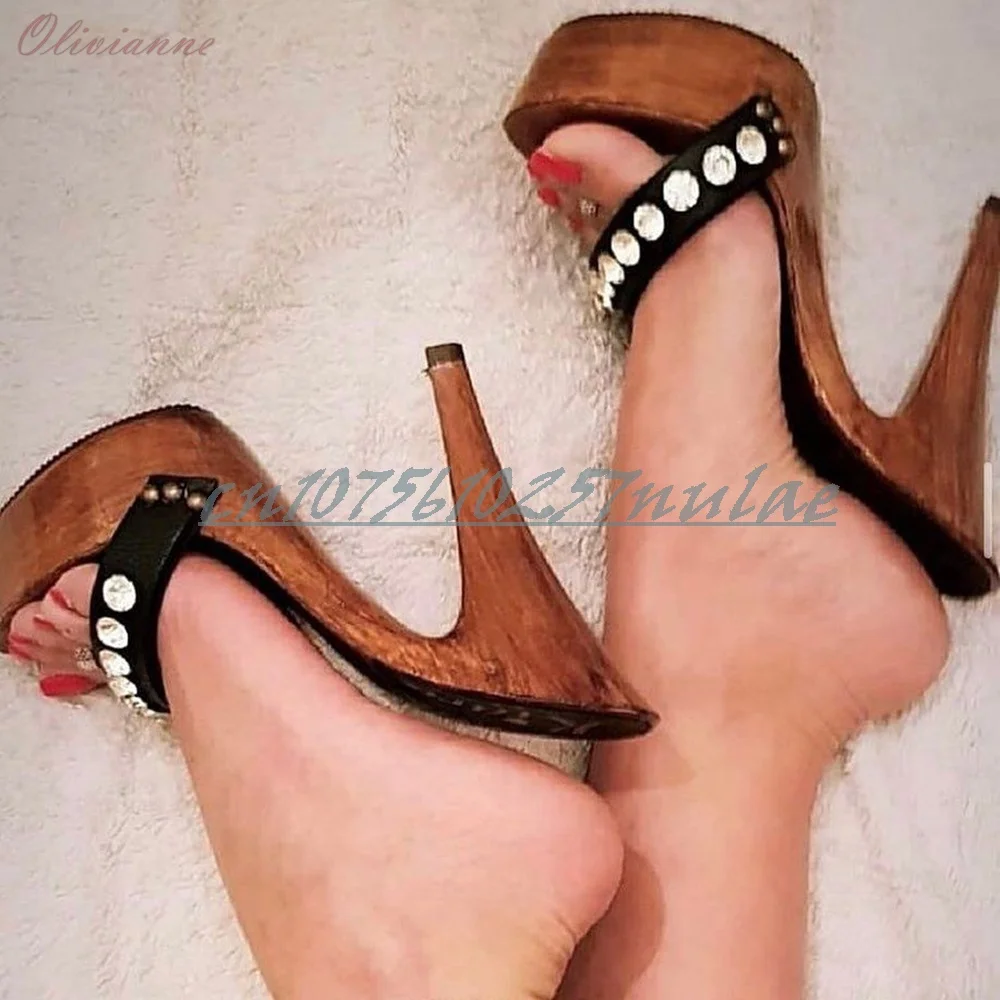 ريترو ستايل الجبهة بلورات مستديرة ديكور النعال حفلة السيدات خنجر عالية الكعب أحذية النساء الحفلات 2026 أنيقة الساخن الفقرة Mujere #3