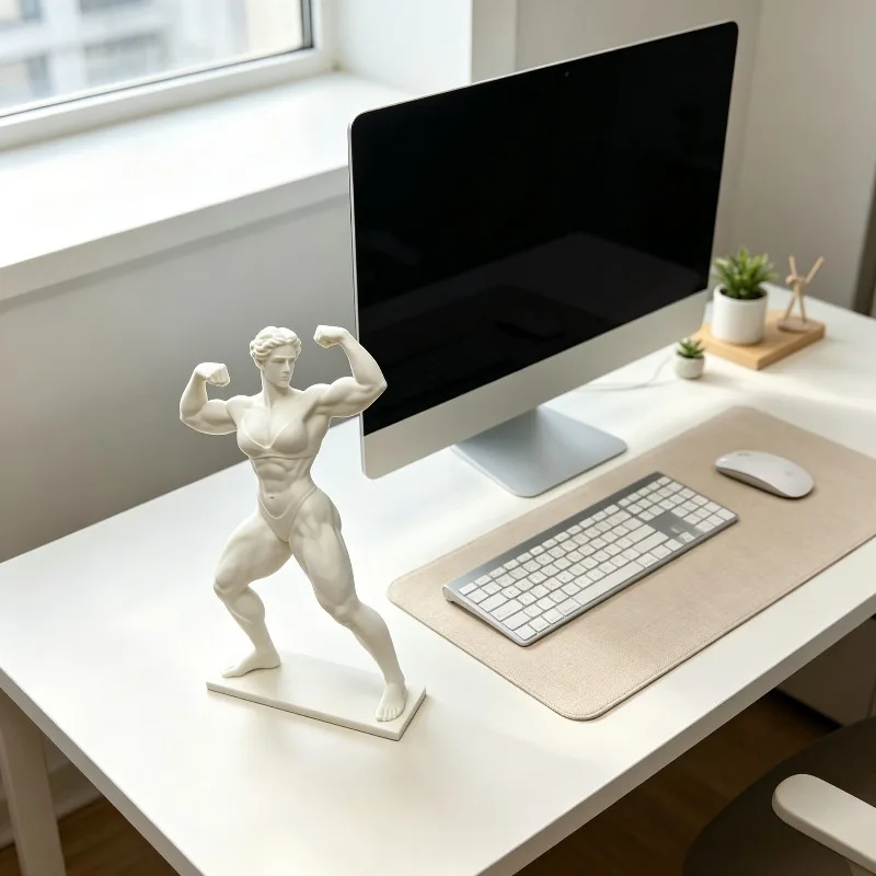 3D Print Muscle Woman Figure Bodybuilding Art Model Desktop Decor Collectible Statue Home Office Desk Ornament Gift
