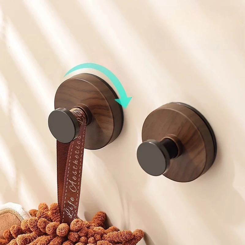 

No Hole Walnut Wood, Uncomplicated Hanging Hook, Powerful Adhesion for Garments