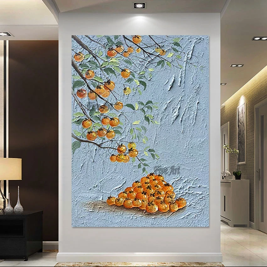 Modern Canvas Wall Art Mature Fruits Thick Textured Acrylic Handpainted Oil Painting Interior Picture Decorative Items For Home