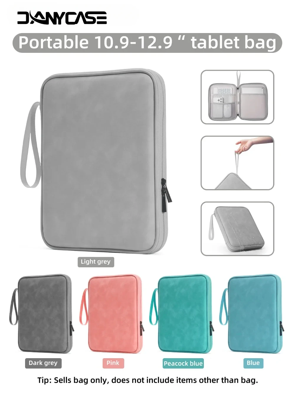 Tablet Sleeve Bags for 7.9-12.9 inch Handbag Case for iPad Samsung Xiaomi Lenovo Cover Shockproof Pouch Multi Pockets Anti-Dust