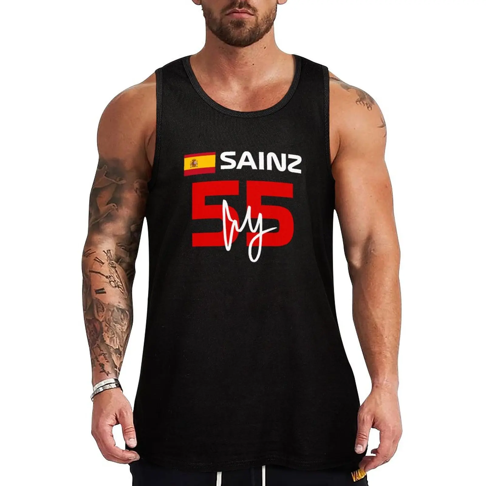 F1 2022 Carlos Sainz 55 Tank Top Bodybuilding shirt t shirt gym gym clothes man fitness sleeveless gym shirts male