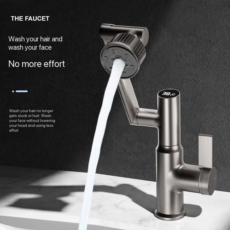 

Household Hotel Project Kitchen Bathroom Public Toilet Display Screen Digital Display Technology Rotating Flip-Up Hot and Cold Water Faucet Washbasin Sink Bathroom Cabinet Sink Faucet
