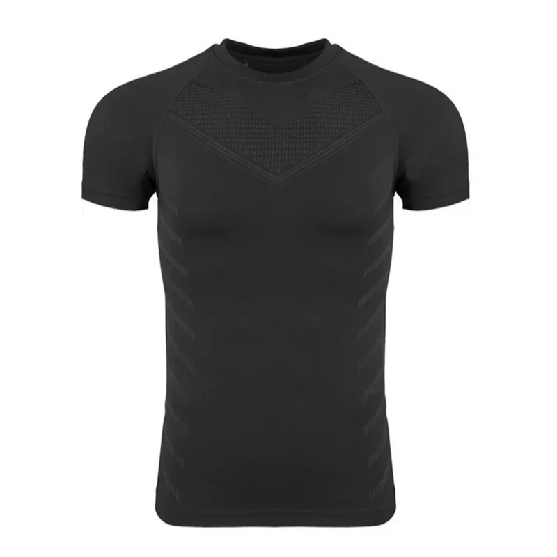 Schnelltrocknendes Fitness-Kurzarmshirt für Herren, Sommer-Lauf-Sport-Kompressionsshirt, atmungsaktiv und elastisch – Detail 10