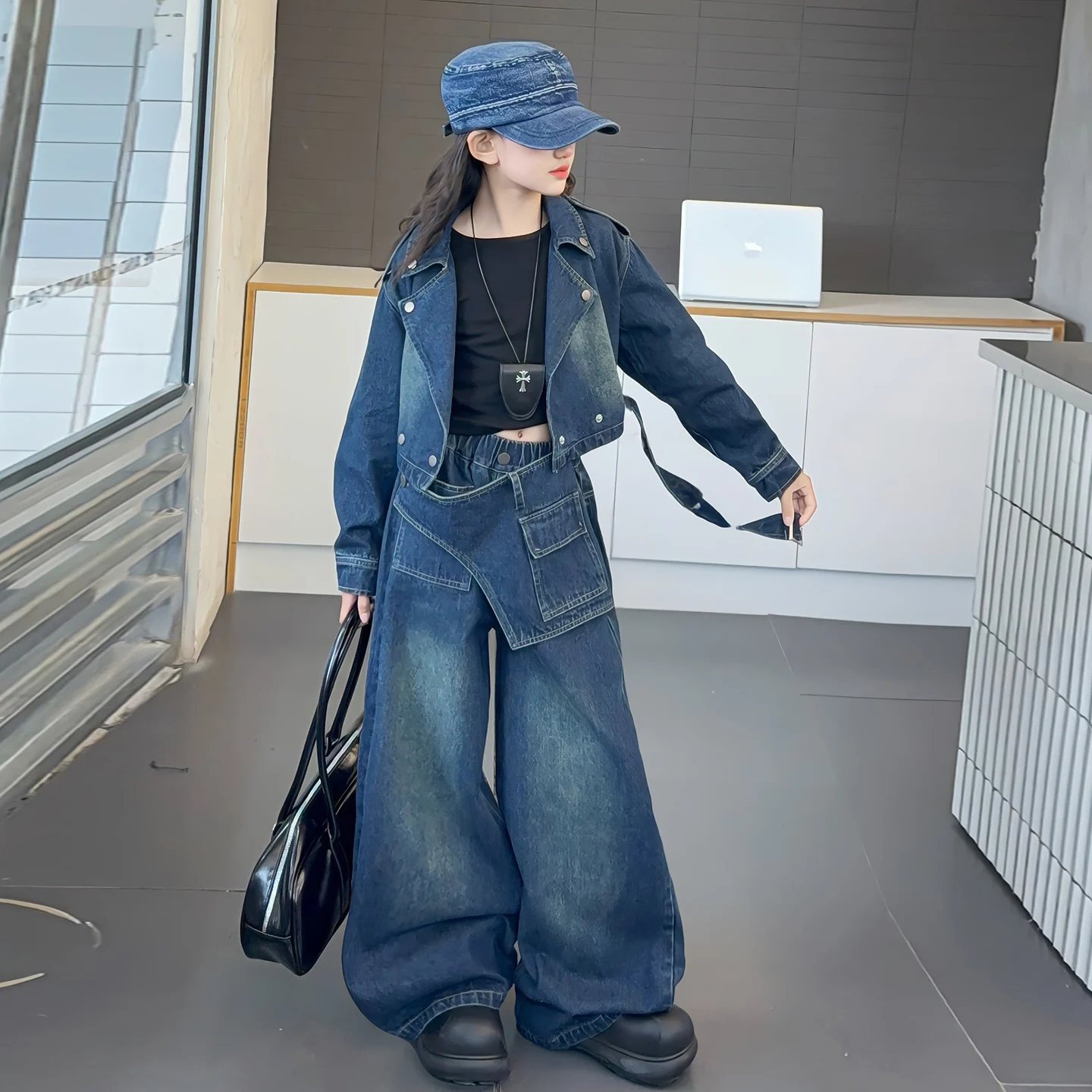 Ensemble de vêtements en Denim - Street Fashion Korean Girl avis et prix