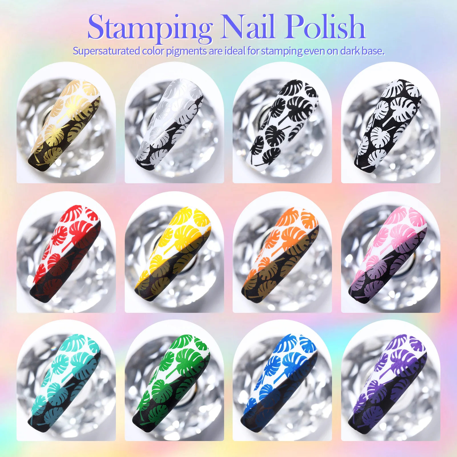 BORN PRETTY Nail Stamping Polish 12 Colors 10ML Air dry Special Polish Manicure Print Nail Polish For Stamping Plates Nail Set