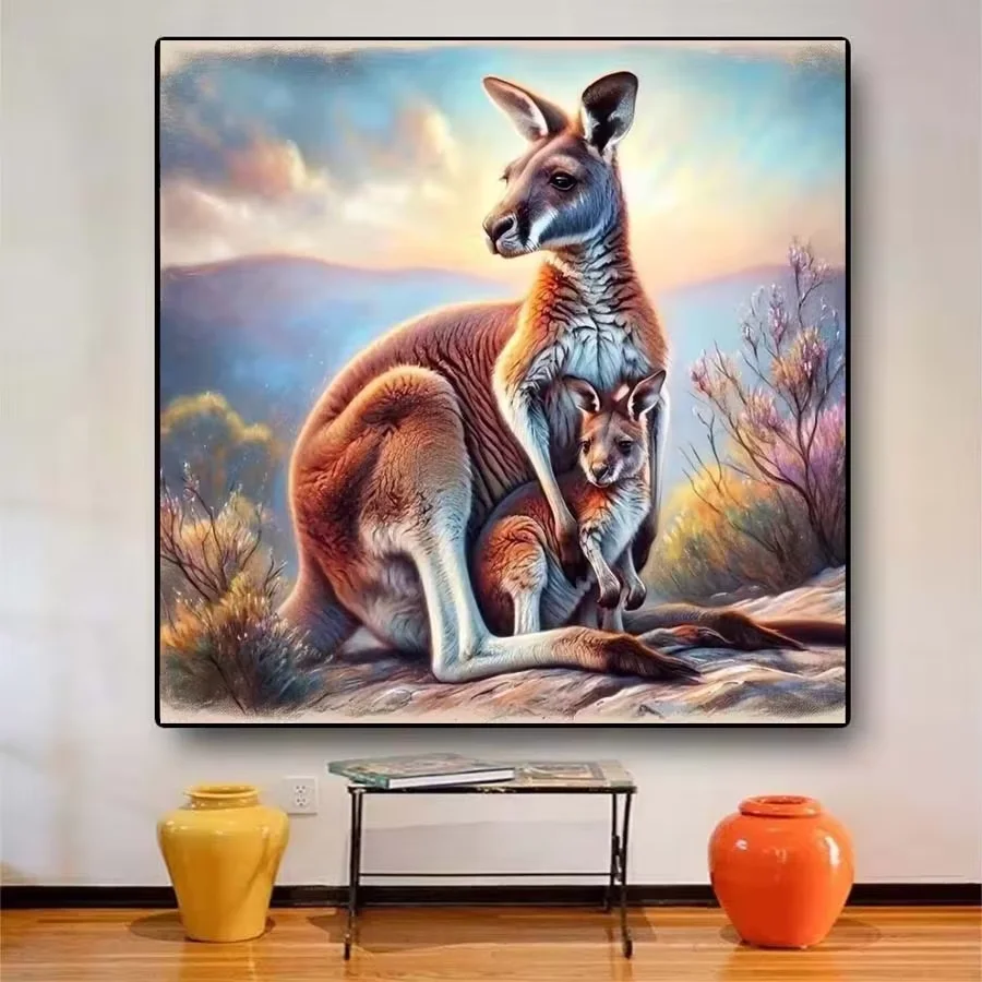 Kangaroo Baby Full Square Round DIY Diamond Mosaic Kangaroo Picture Rhinestones Diamond Painting Animal Handmade Home Decor