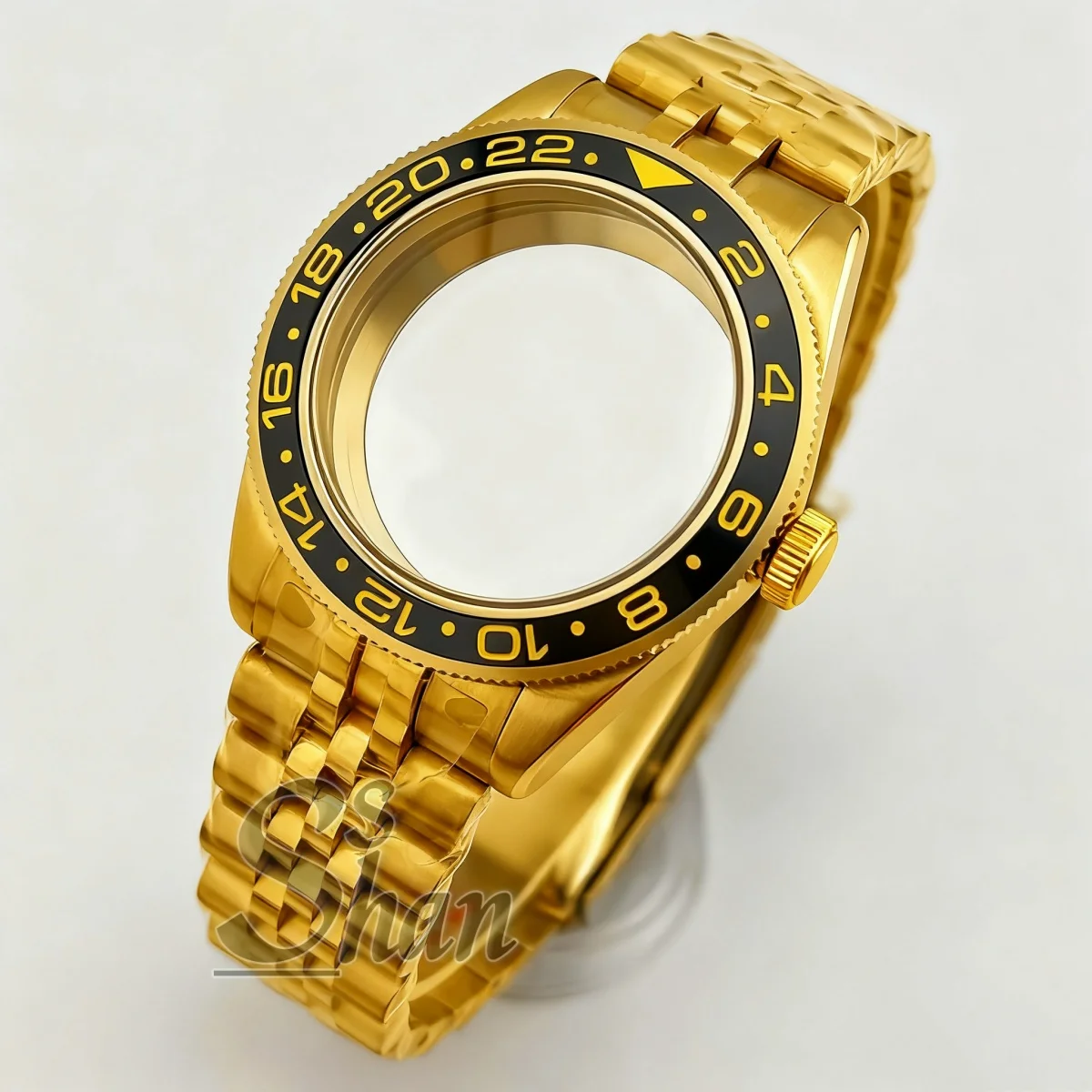 

39mm gold case domed sapphire crystal is suitable for the rotating bezel of the NH34 NH35 NH36 ETA2824 PT5000 automatic movement