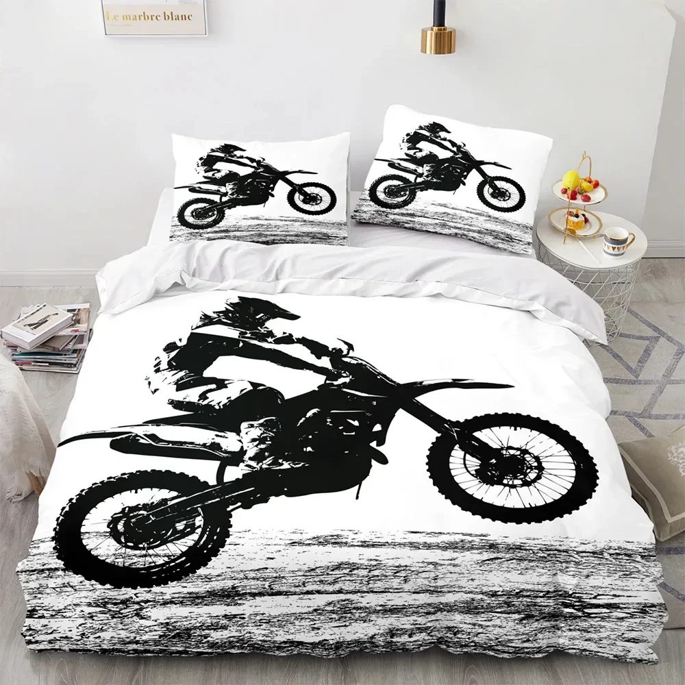 Motorcycle Wild Race Comfortable Duvet Quilt Cover Pillowcase Bedding Set Children Bedroom Decoration Home Textile