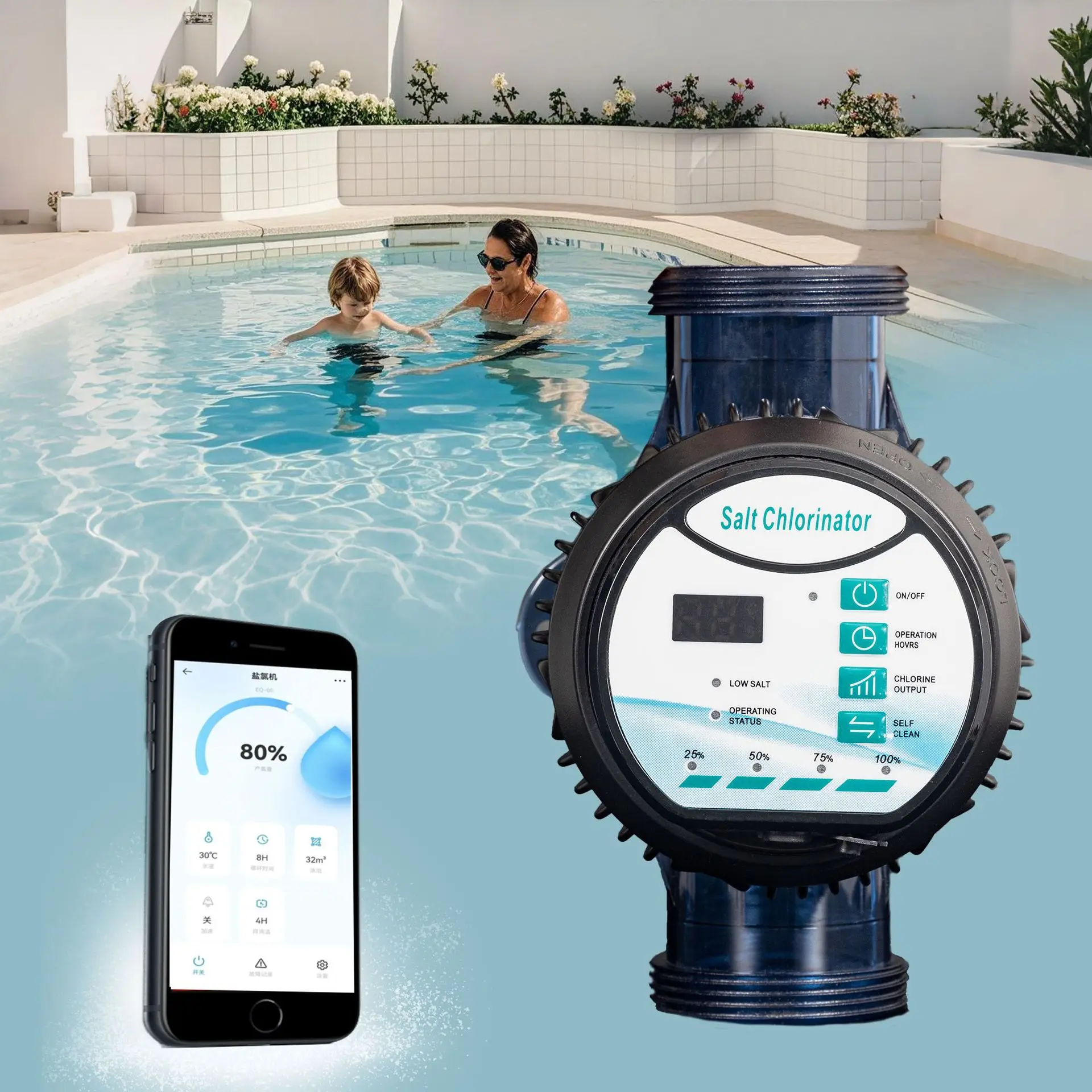 Above Ground Pool Salt Water Chlorinator – Automatic Chlorine Generator, Easy Maintenance for Clean & Clear Pool Water